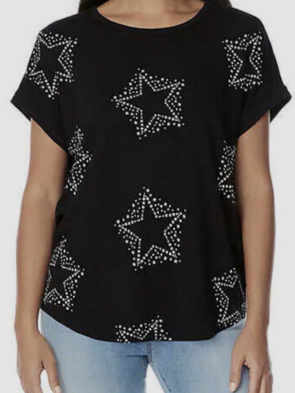 NEW! Buffalo Oversized Black Star Short Sleeve Top Size S